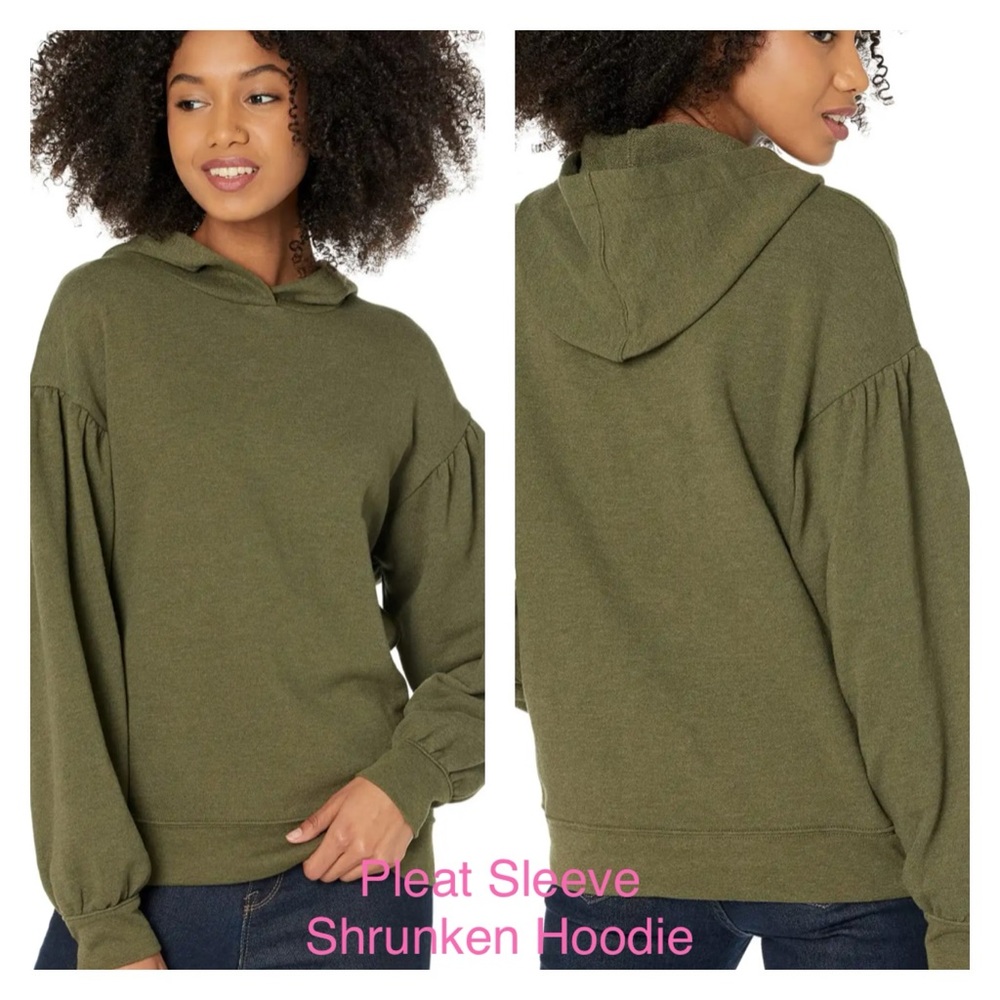 Madewell Pleat Sleeve Shrunken Sweatshirt Hoodie EUC